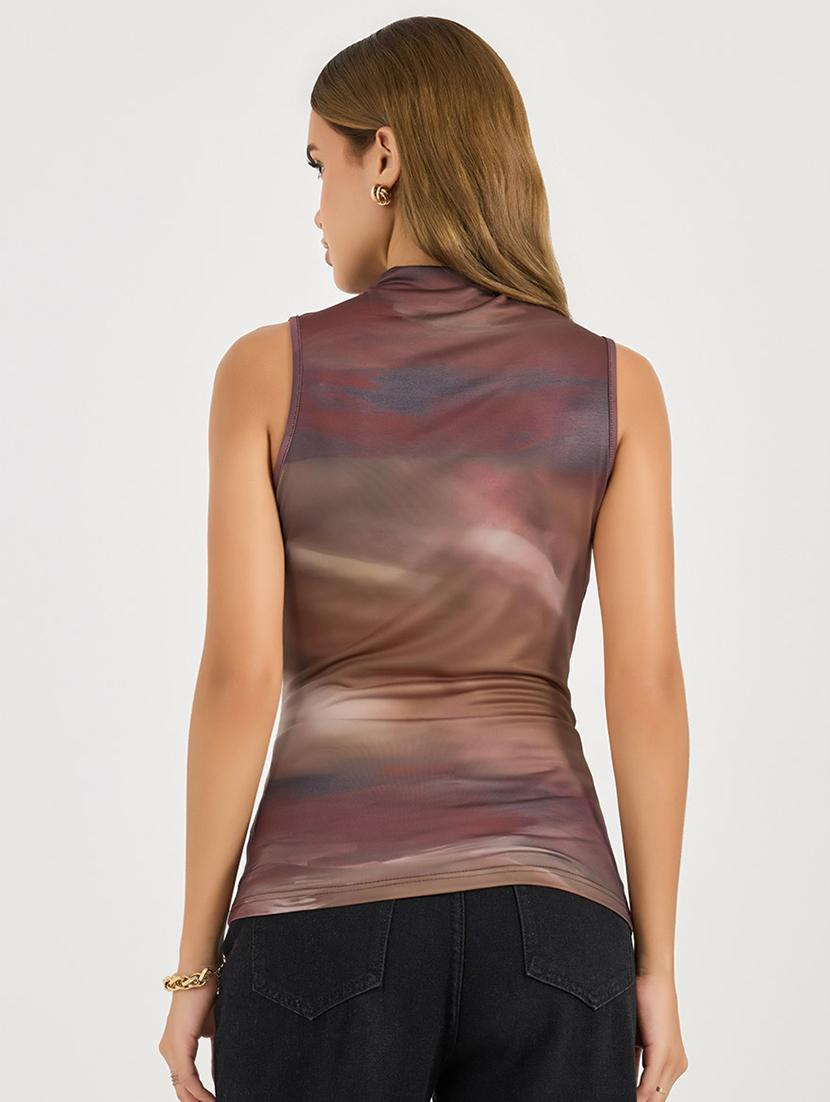 women printed sleeveless ruched top - 21683331 -  Standard Image - 2