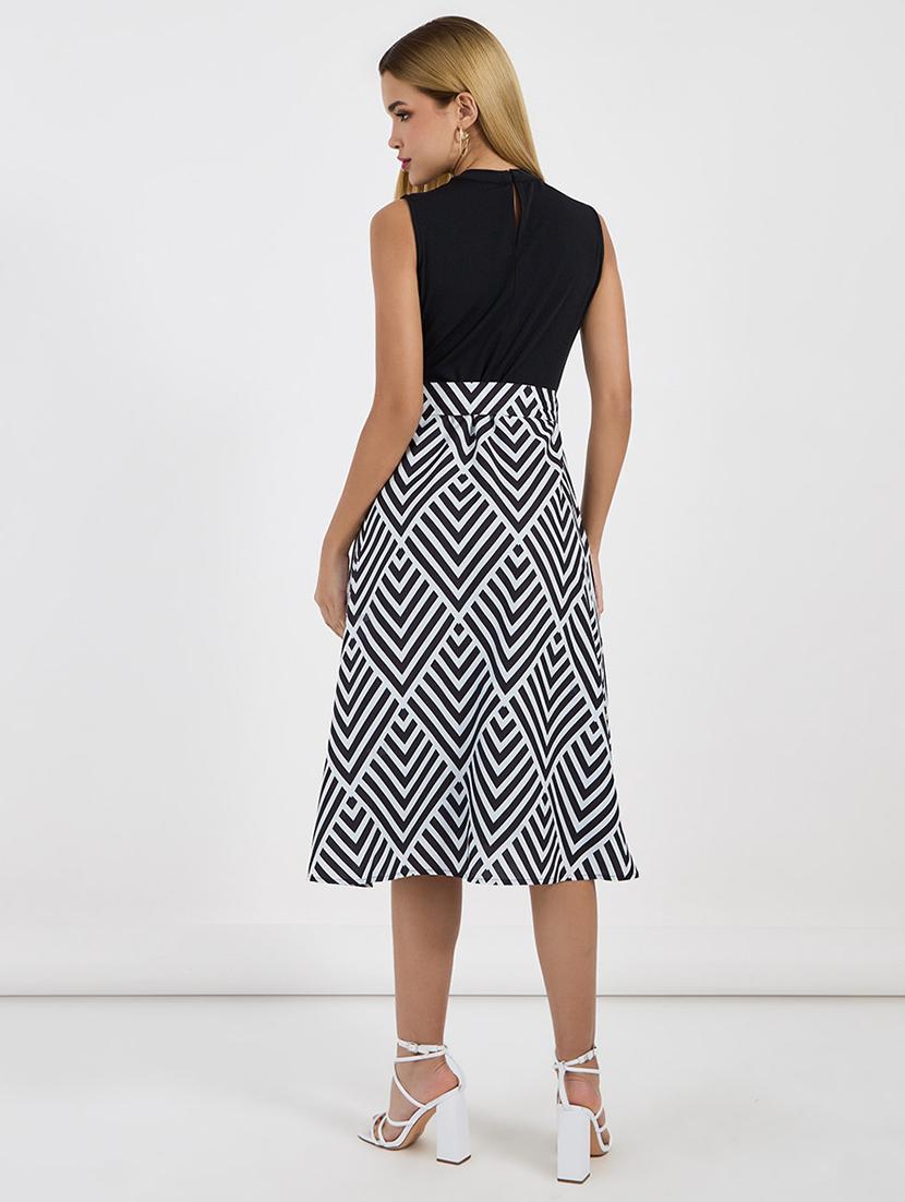 women color blocked sleeveless a-line dress - 21683339 - Standard Image - 2