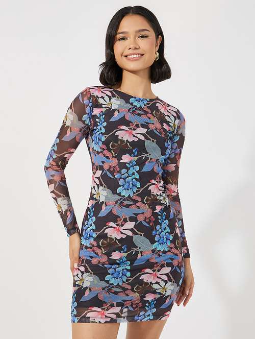 women printed long sleeves bodycon dress - 21683343 -  Standard Image - 0