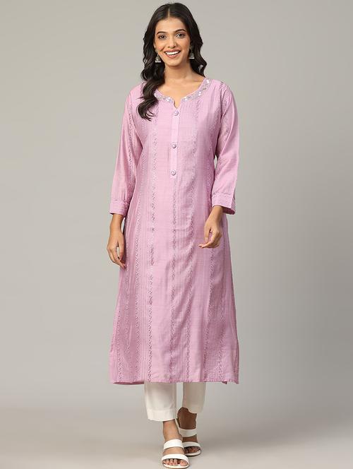 women embroidered sequin work straight kurta - 21683344 - Standard Image - 0