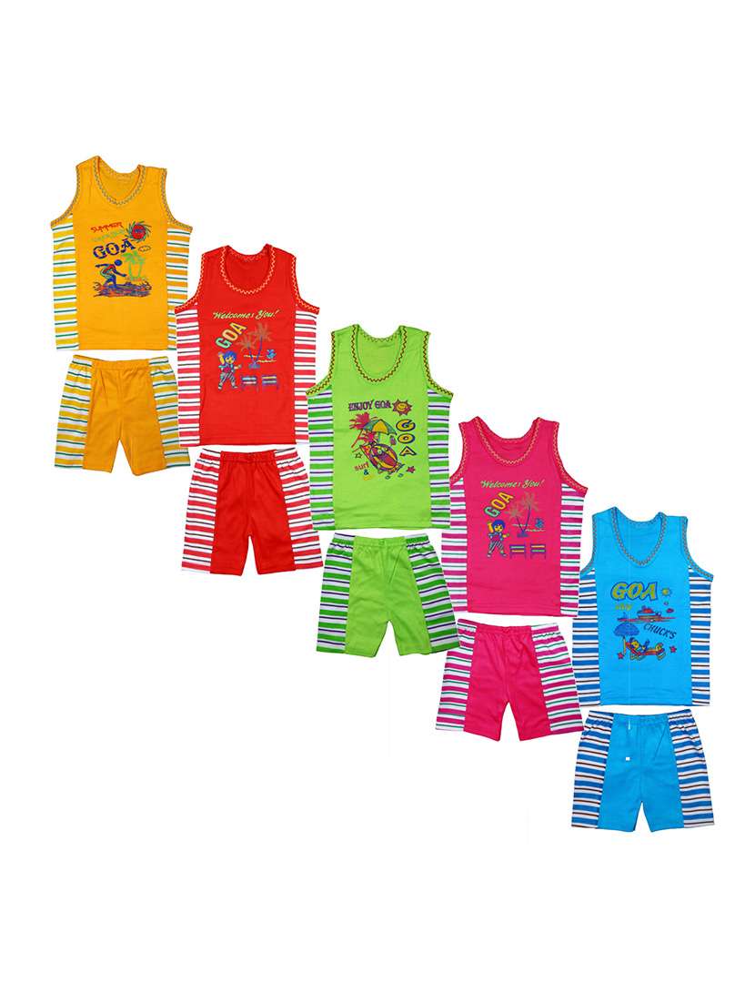 kids printed shorts twin set combo
