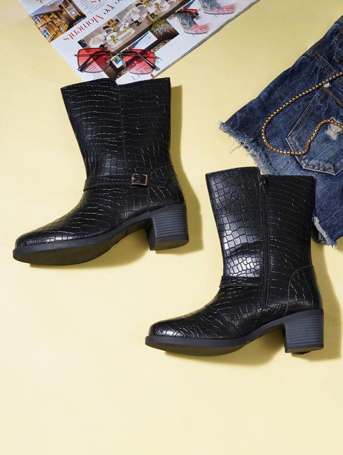 women black ankle length boot - 21683590 - Standard Image - 0