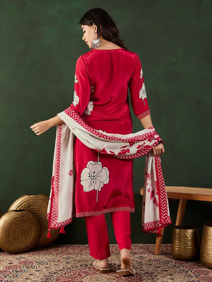 women three quarter sleeve kurta pant with dupatta set - 21683605 - Standard Image - 2