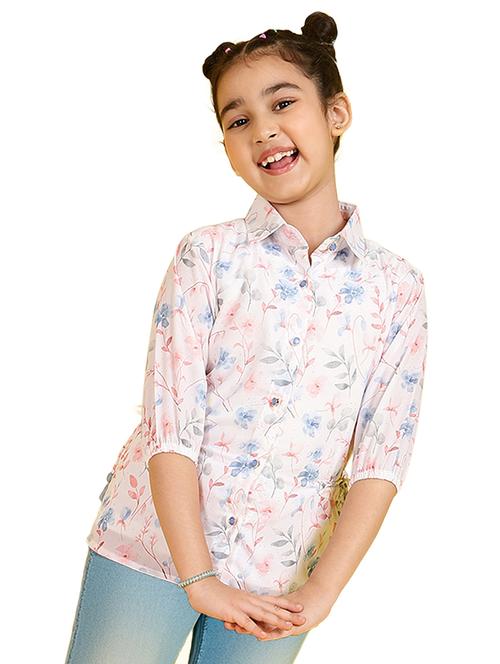 girls collared floral printed shirt - 21683713 - Standard Image - 0