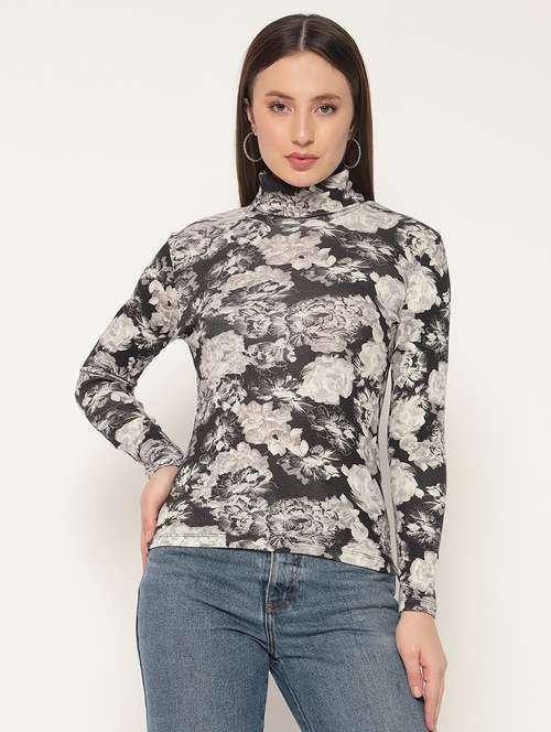 women floral print high neck long sleeves top - 21683879 -  Standard Image - 0