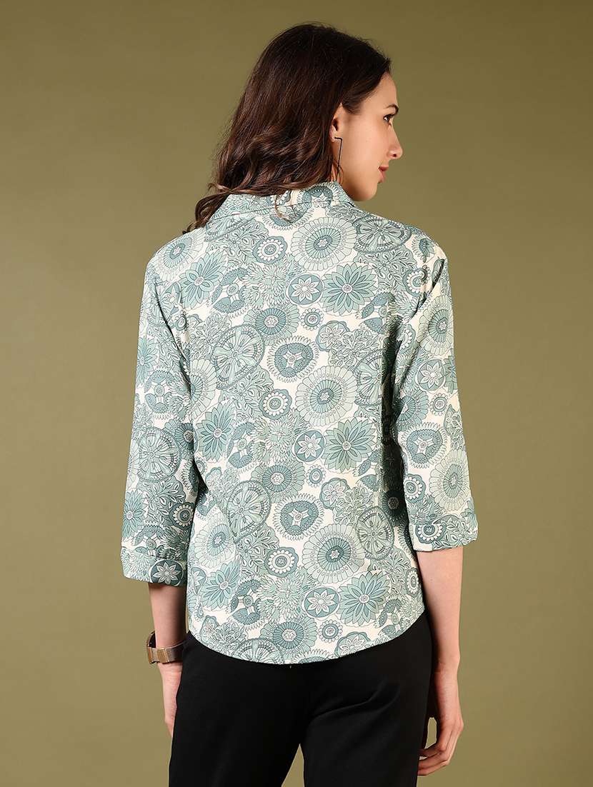 women green printed long sleeve regular fit shirt - 21683924 -  Standard Image - 2