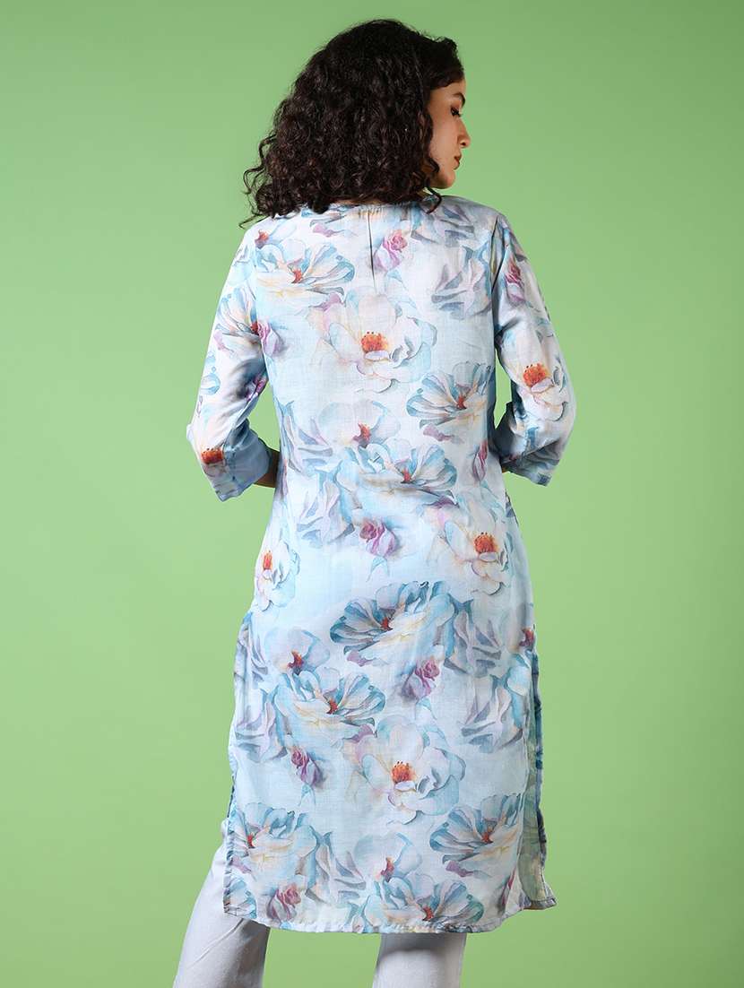 women printed three quarter sleeve kurta - 21683946 -  Standard Image - 2