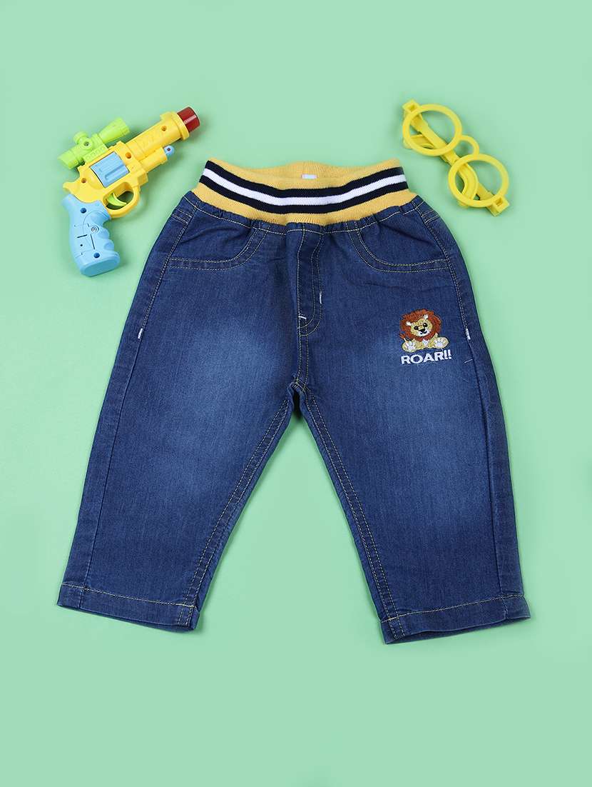 kids mid rise embroidered jeans