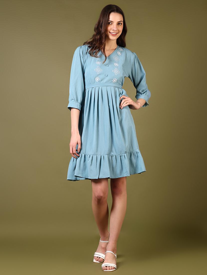 women embroidered puff sleeves tiered dress - 21684053 - Zoom Image - 0