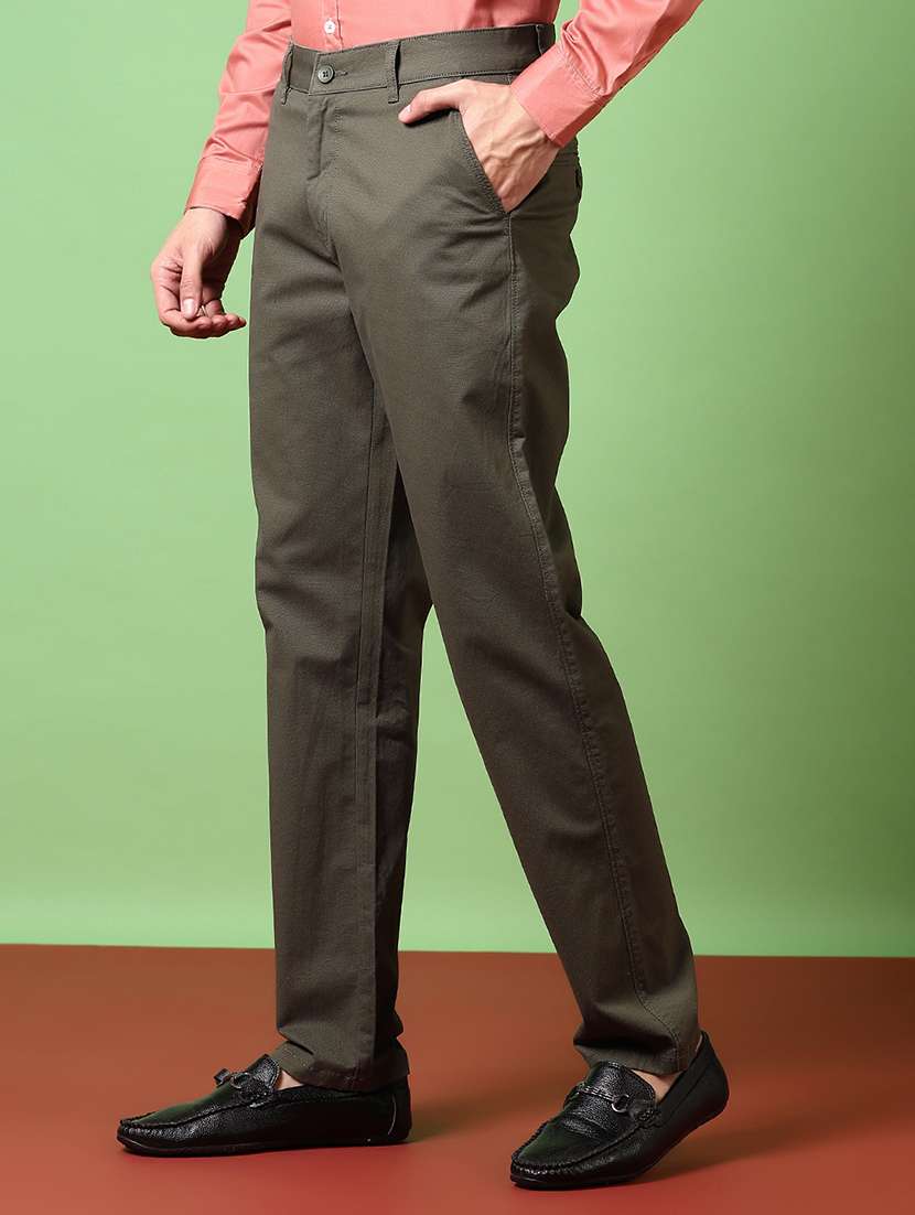 men solid mid rise chinos trouser - 21684070 - Standard Image - 2