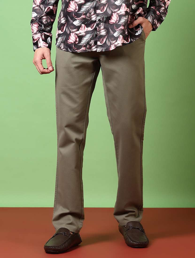 men solid mid rise chinos trouser - 21684084 -  Standard Image - 2
