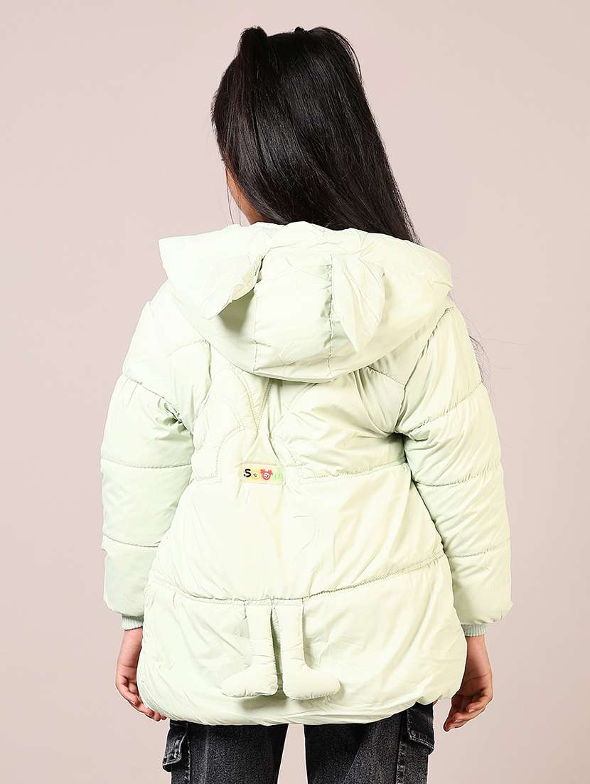 girls solid long sleeve hooded quilted jacket - 21684092 -  Standard Image - 2