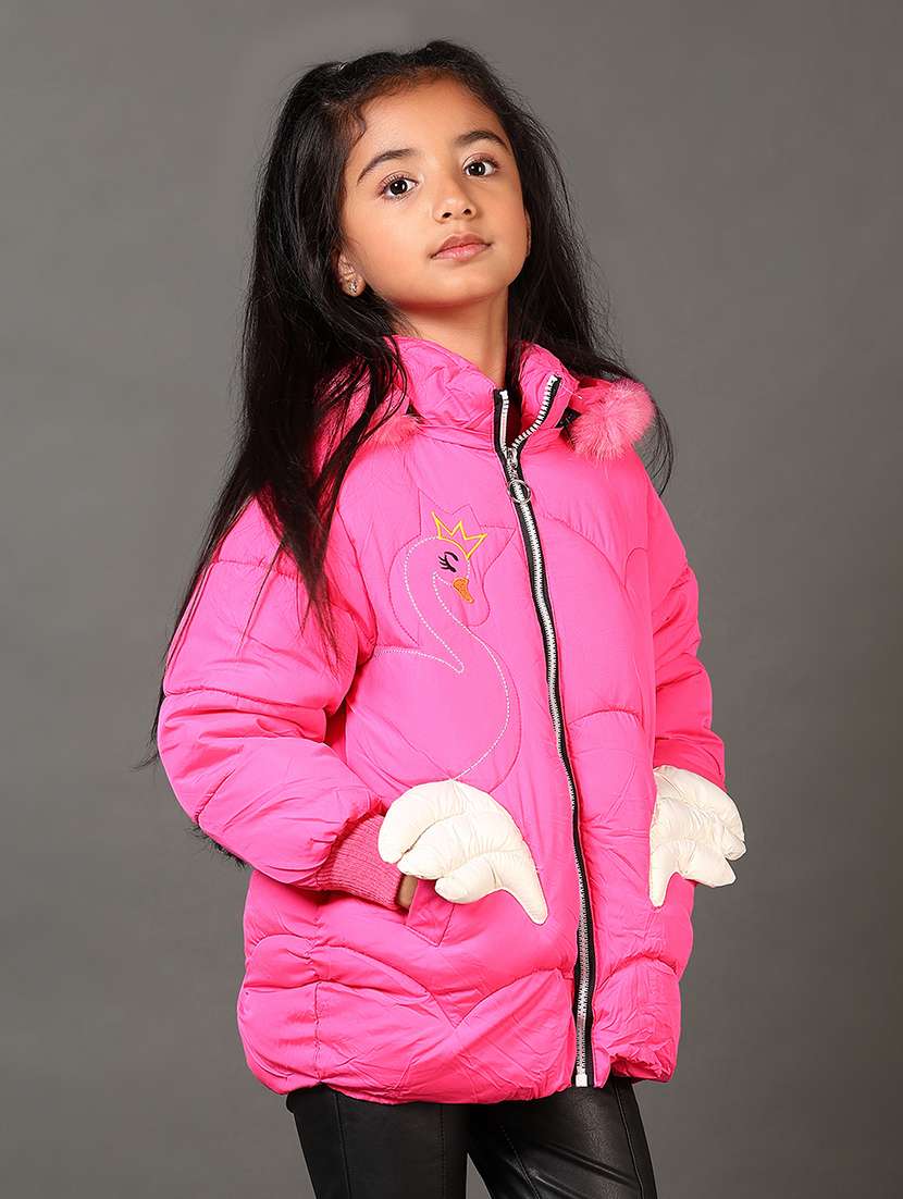 girls solid long sleeves puffer jacket - 21684093 -  Standard Image - 2