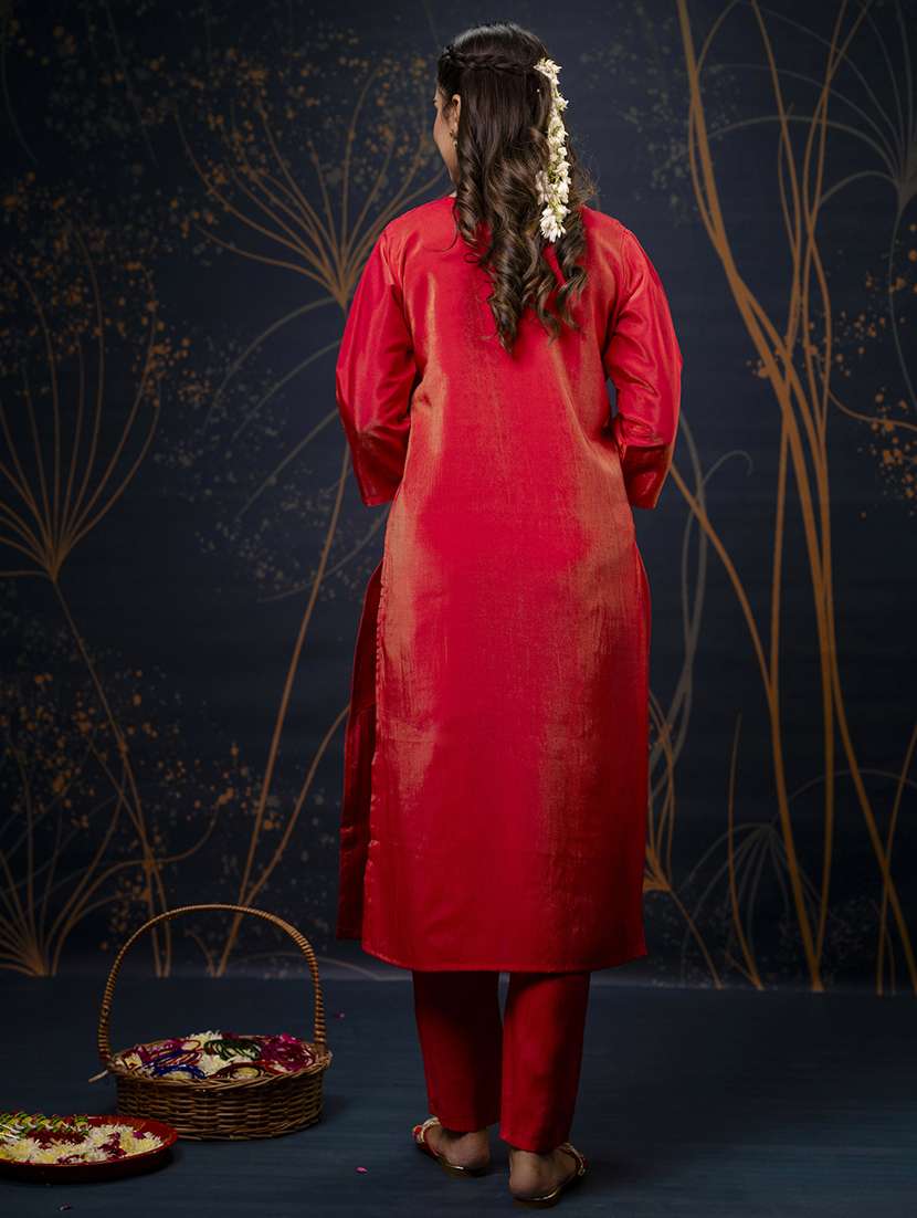 women three quarter sleeve kurta pant with dupatta set - 21684122 - Standard Image - 2