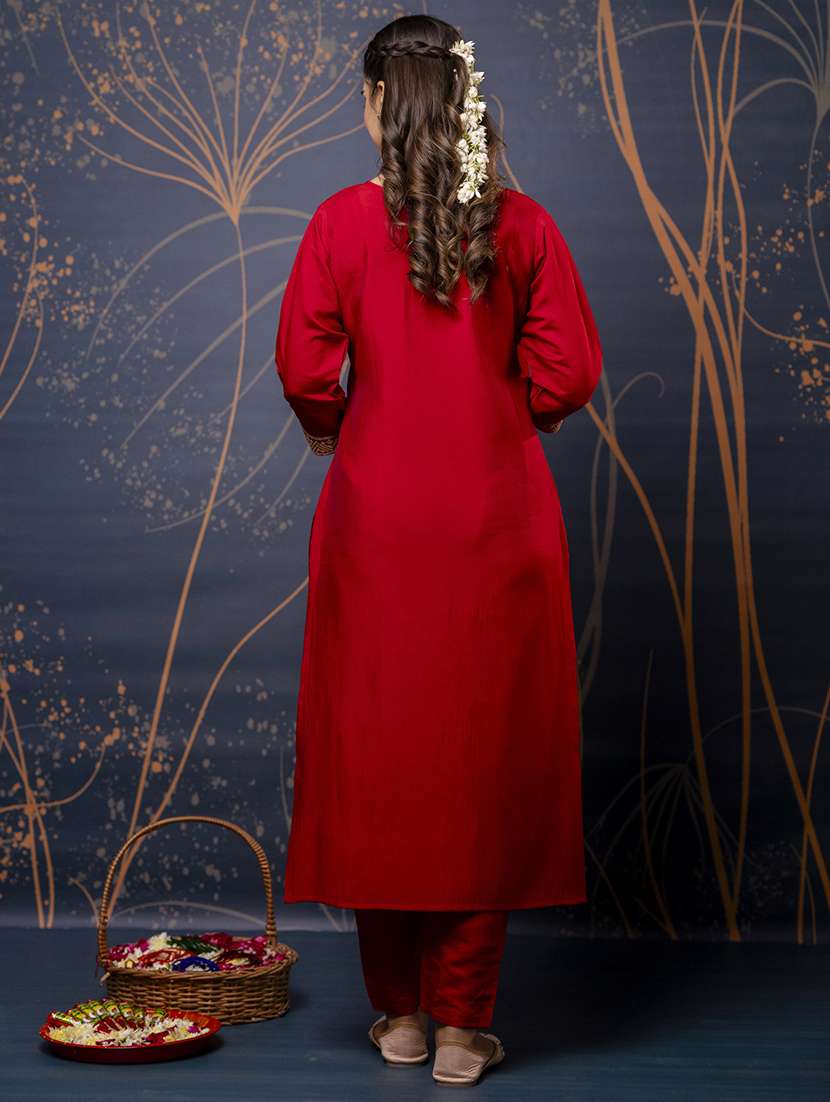 women three quarter sleeve kurta pant with dupatta set - 21684135 -  Standard Image - 2