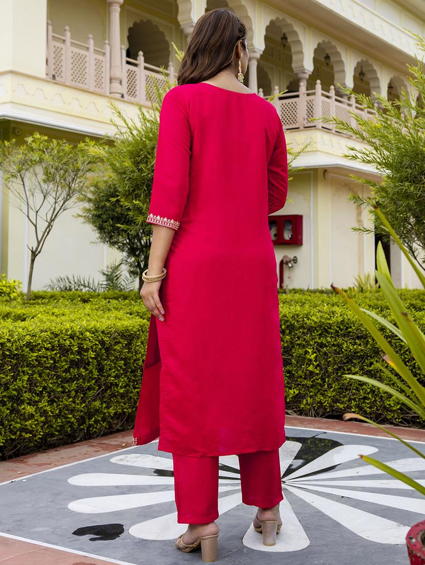 women three quarter sleeve kurta pant with dupatta set - 21684167 - Standard Image - 2