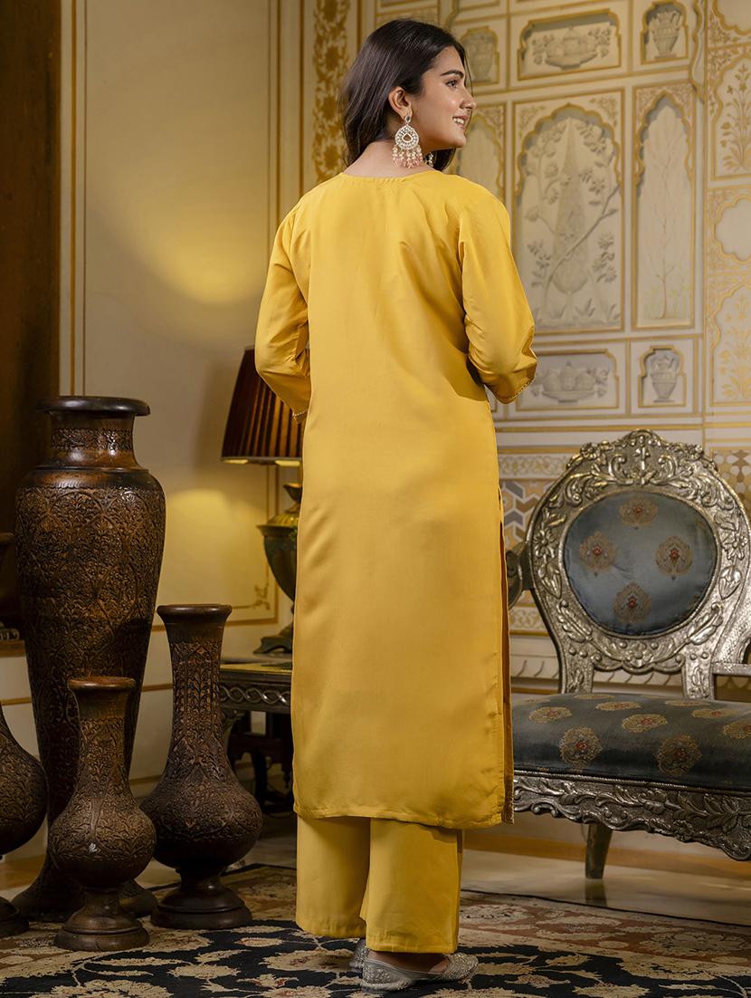 women three quarter sleeve kurta palazzo with dupatta set - 21684172 - Standard Image - 2