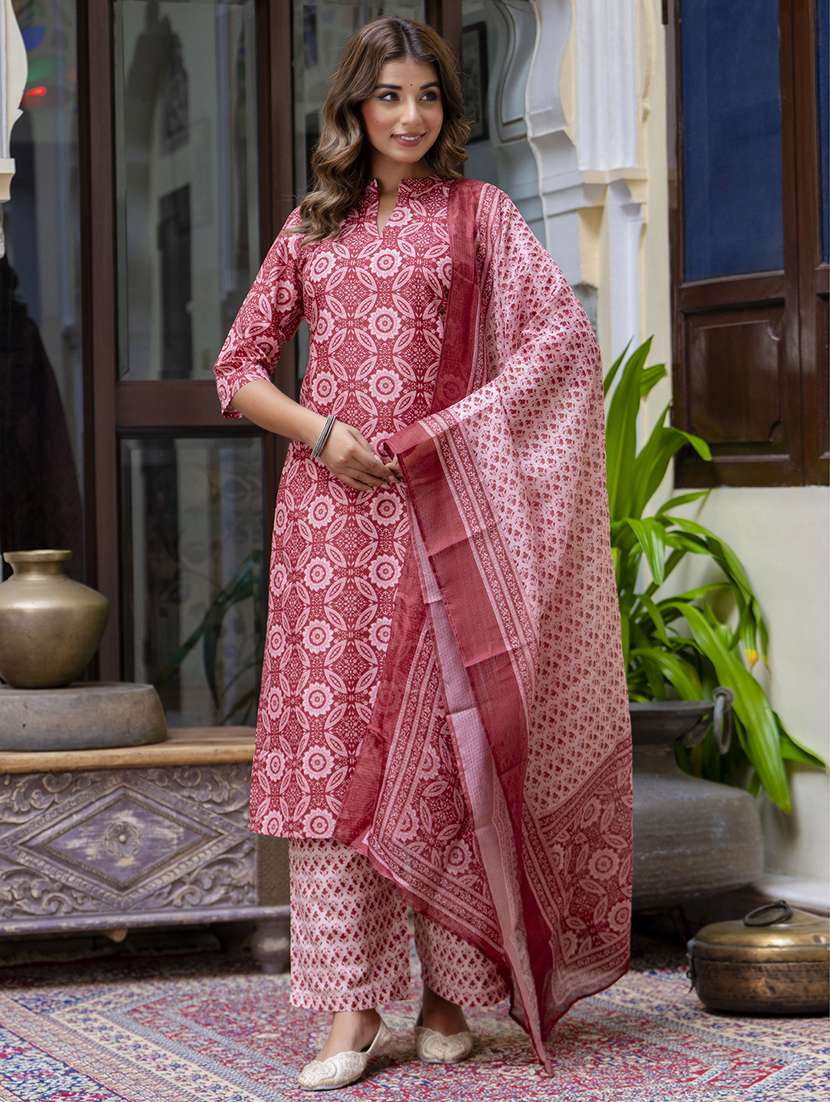 women printed kurta palazzo set with dupatta - 21684207 - Standard Image - 2