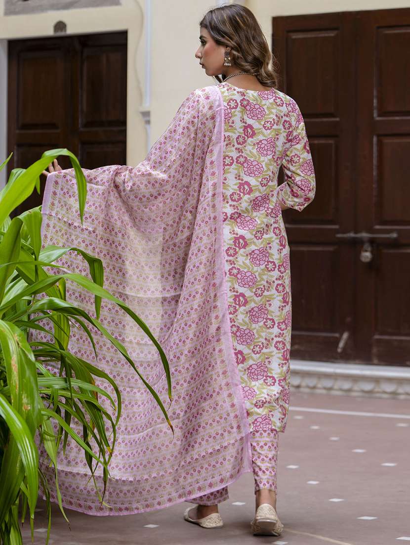 women three quarter sleeve kurta pant with dupatta set - 21684213 -  Standard Image - 2