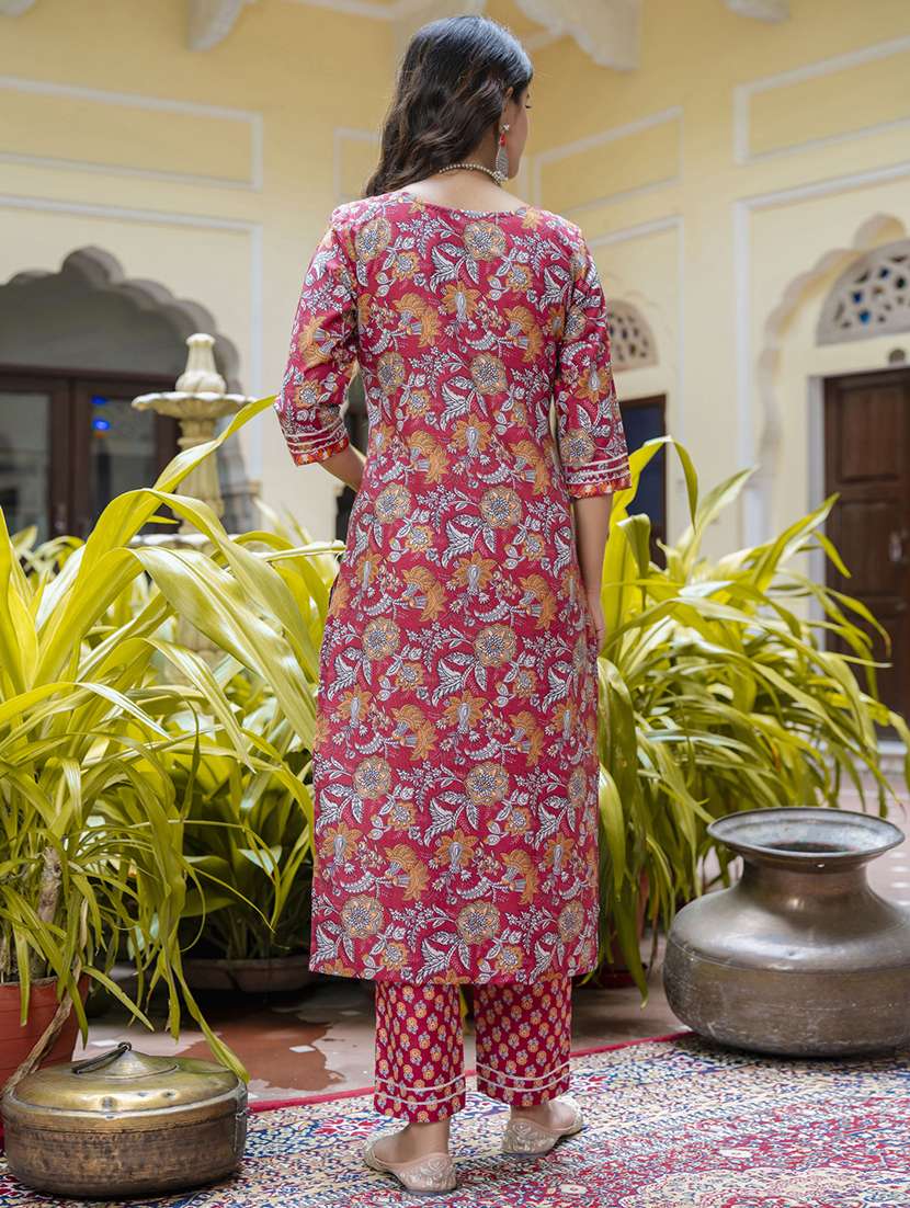 women three quarter sleeve kurta pant with dupatta set - 21684219 -  Standard Image - 2