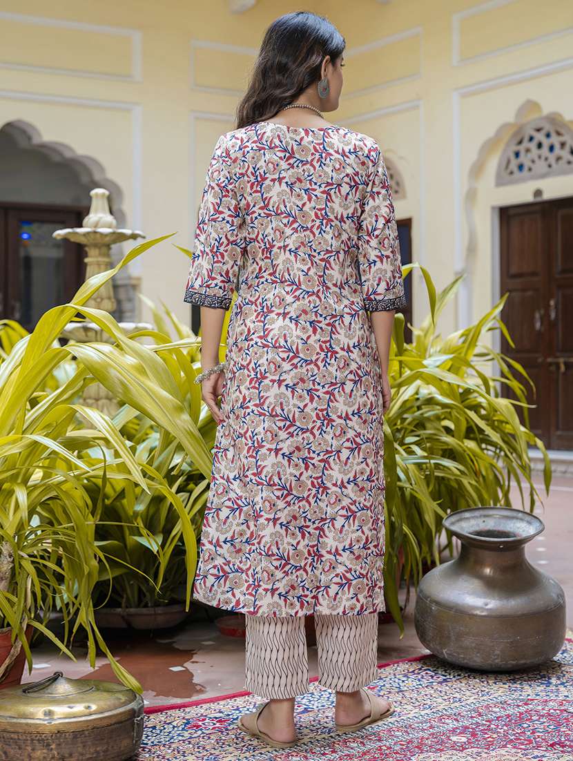 women three quarter sleeve kurta pant with dupatta set - 21684220 -  Standard Image - 2