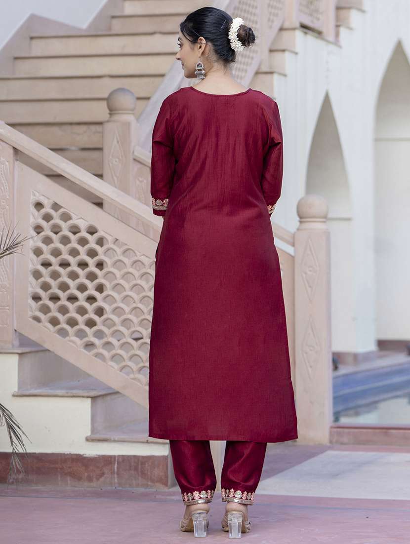women three quarter sleeve kurta pant with dupatta set - 21684226 - Standard Image - 2