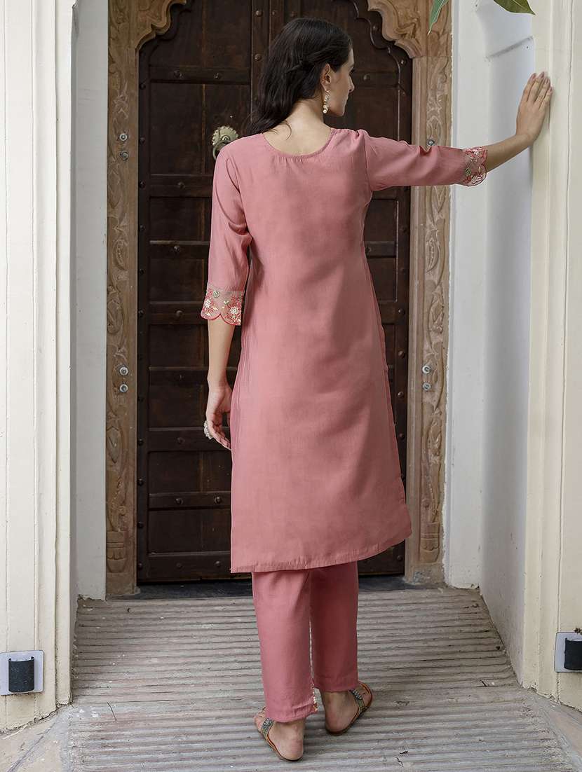 women three quarter sleeve kurta pant with dupatta set - 21684242 -  Standard Image - 2