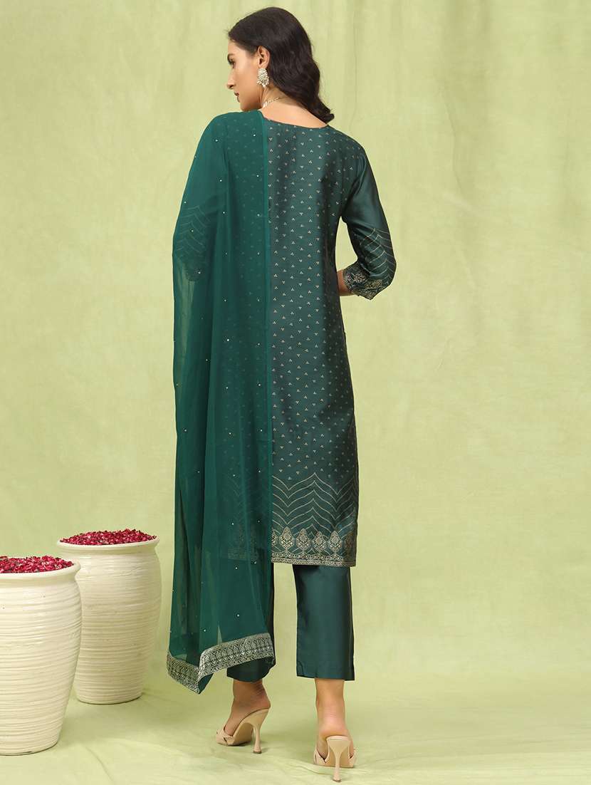 women three quarter sleeve kurta pant with dupatta set - 21684274 -  Standard Image - 2