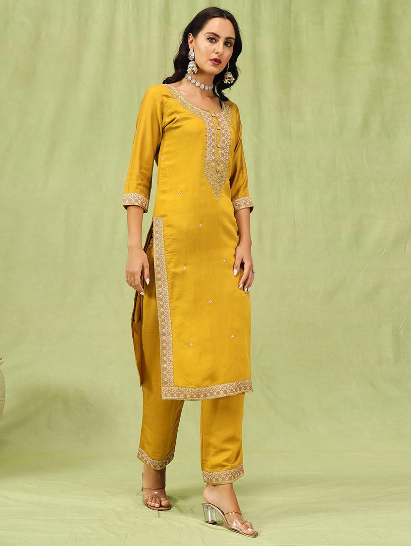 women three quarter sleeve kurta pant with dupatta set - 21684290 - Standard Image - 2