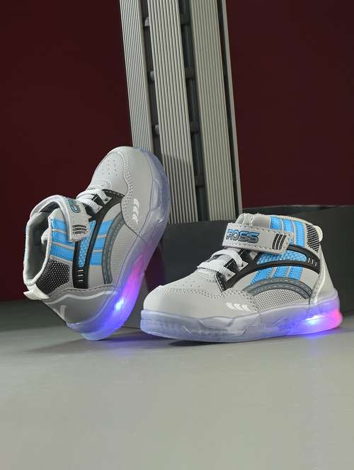 kids color blocked led lightweight velcro sneakers - 21684676 -  Standard Image - 0