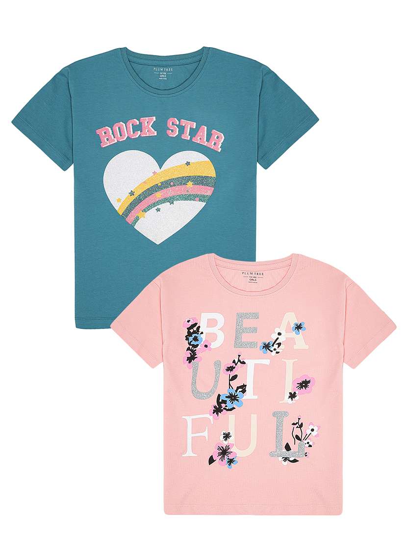 girls pack of 2 printed tees