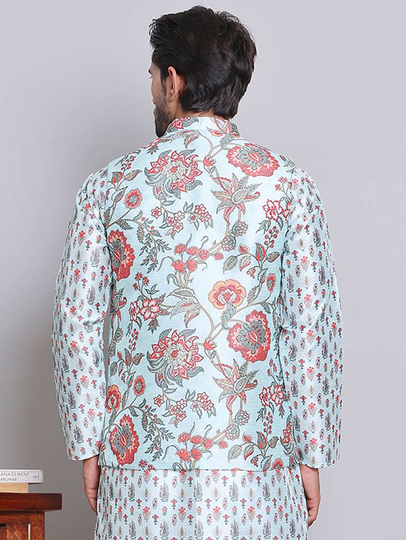 men mandarin neck floral printed classic waist coat - 21684767 -  Standard Image - 2