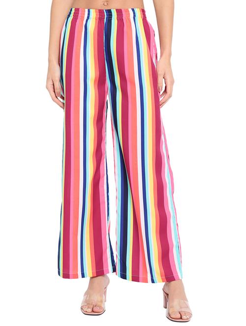 women striped mid rise straight palazzo - 21684826 -  Standard Image - 0
