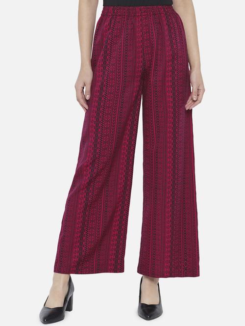 women printed mid rise straight palazzo - 21684834 -  Standard Image - 0