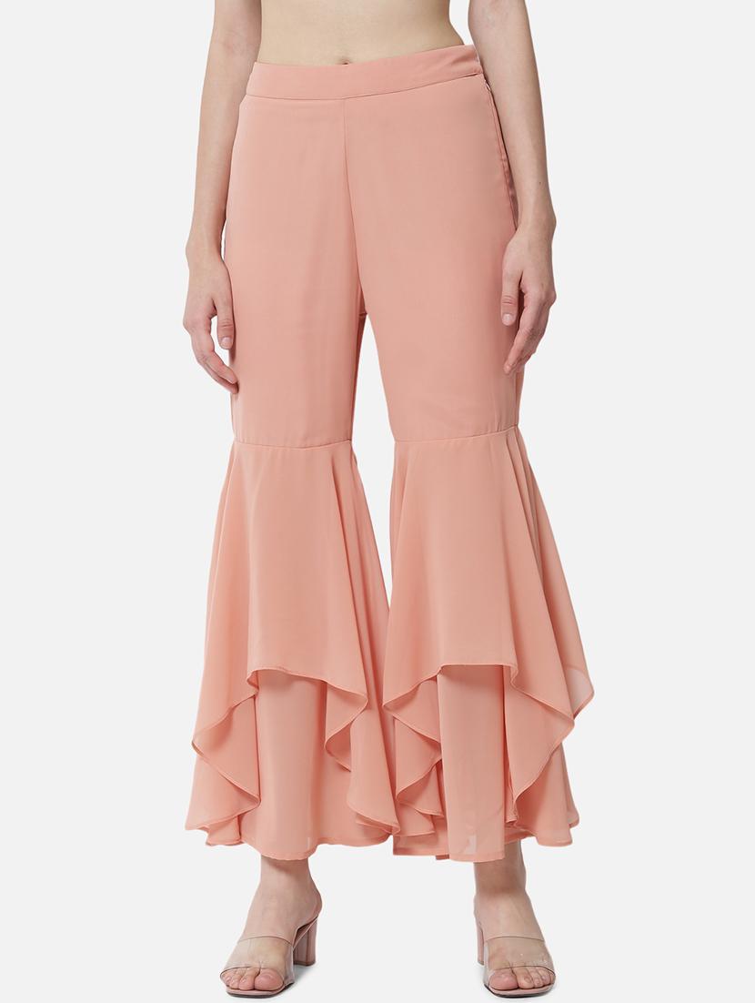 women solid mid rise ruffle palazzo - 21684844 -  Zoom Image - 0
