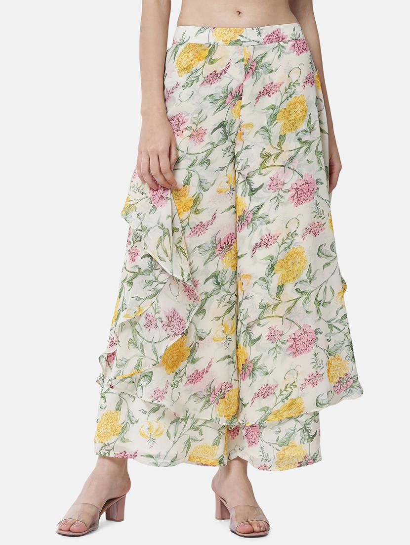 women floral print mid rise ruffle palazzo - 21684847 -  Zoom Image - 0