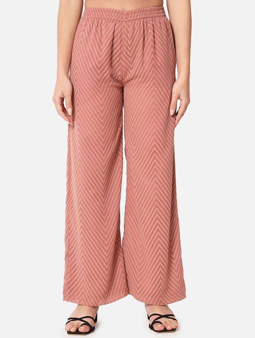 women self designed mid rise straight palazzo