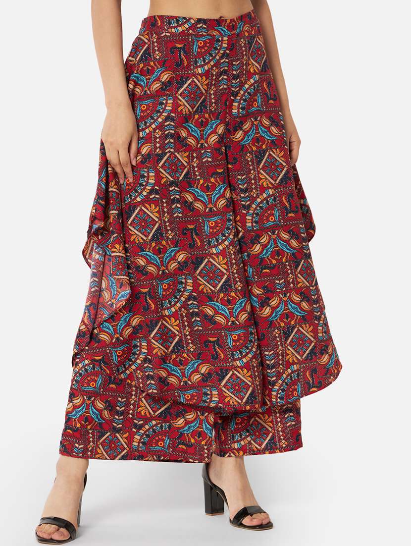 women printed mid rise flared palazzo - 21684861 -  Standard Image - 2