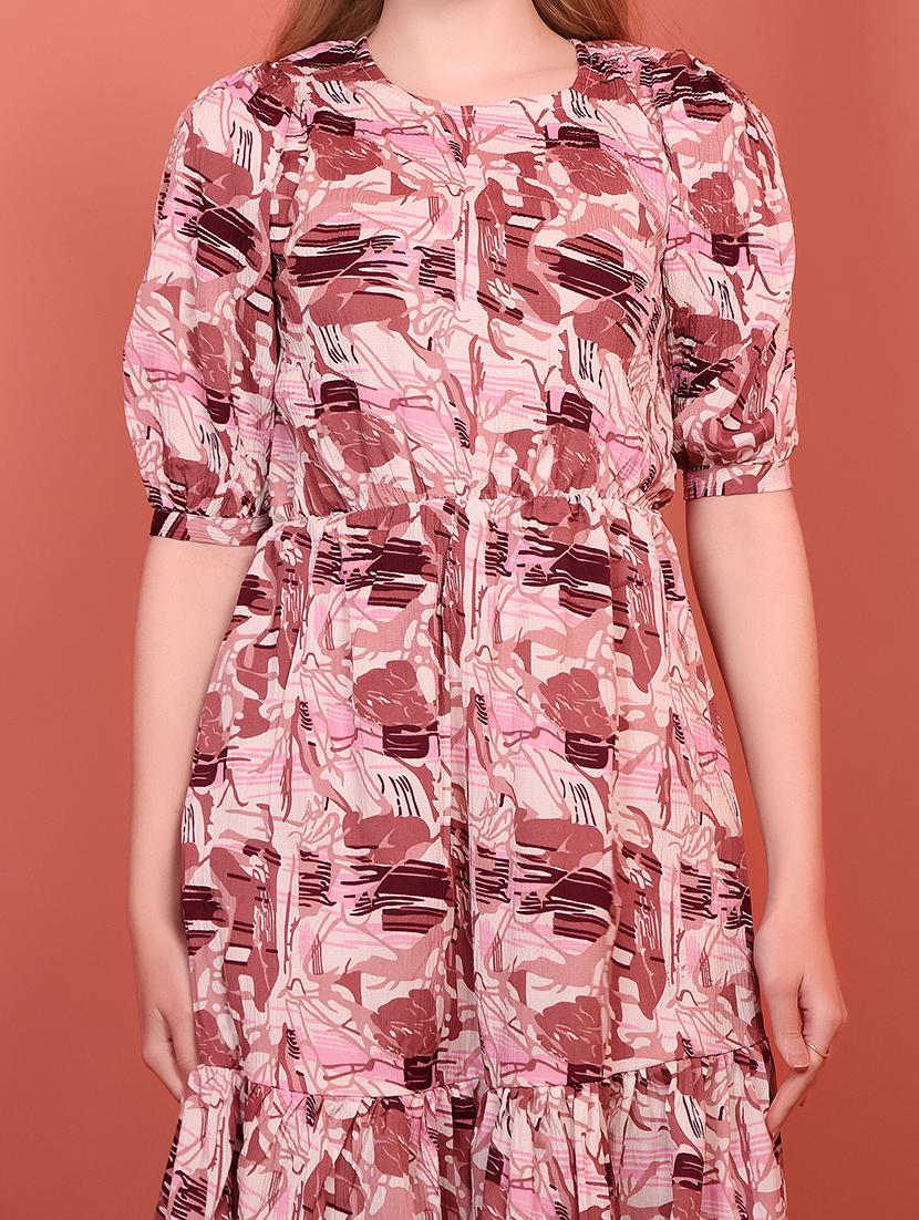 magneta polyester fit & flare dress - 21684869 - Standard Image - 7