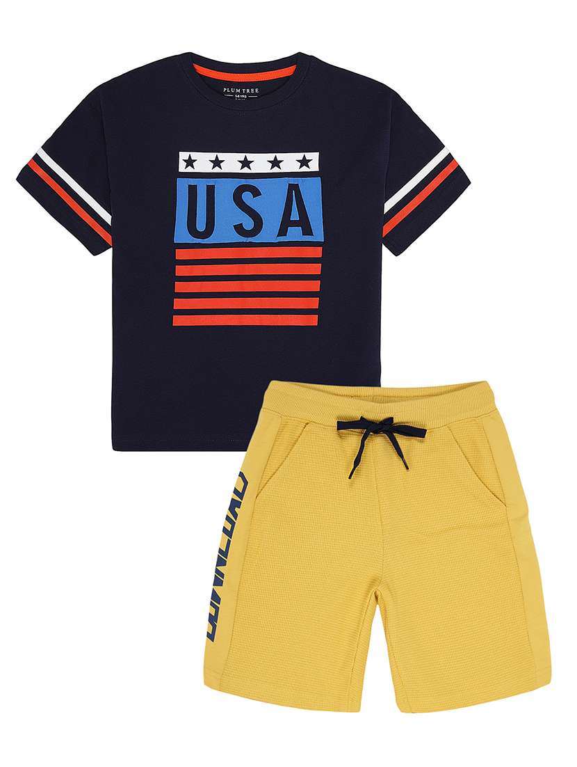 boys printed shorts twin set