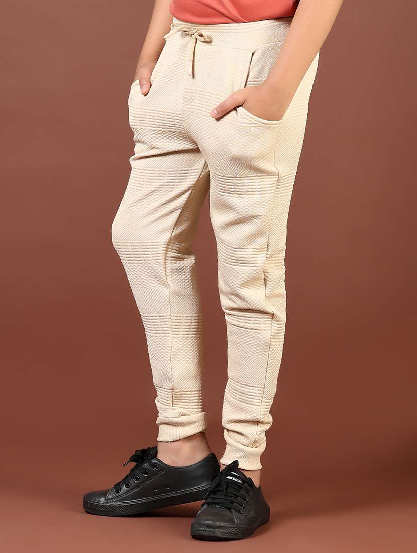 boys cream solid mid rise joggers - 21685086 -  Standard Image - 2