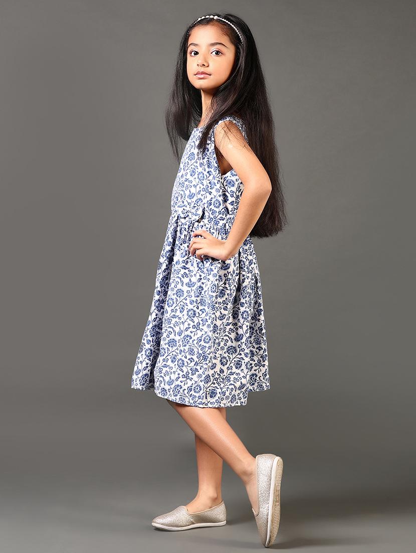 girls prinred sleeveless round neck frock - 21685096 - Standard Image - 2