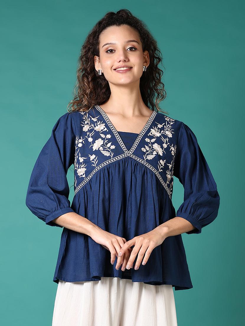women embroidered peplum top - 21685119 -  Zoom Image - 0