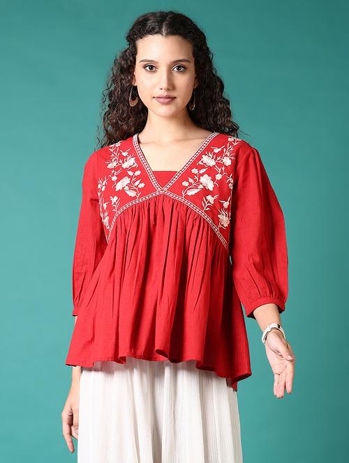women embroidered peplum top - 21685120 - Standard Image - 0