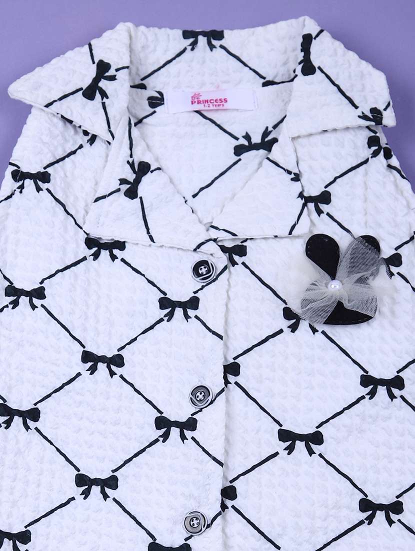 girls white printed top & bottom skirt top set - 21685121 - Standard Image - 2