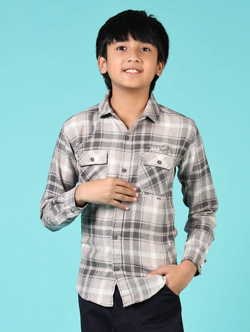 boys checkered collared casual shirt