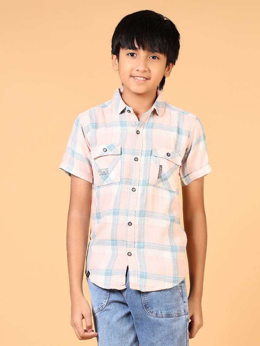 boys checkered collared casual shirt