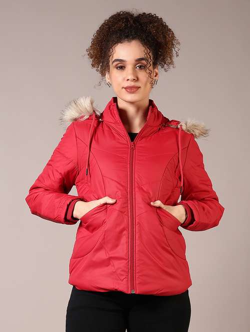 women solid hooded puffer jacket - 21685141 -  Standard Image - 0
