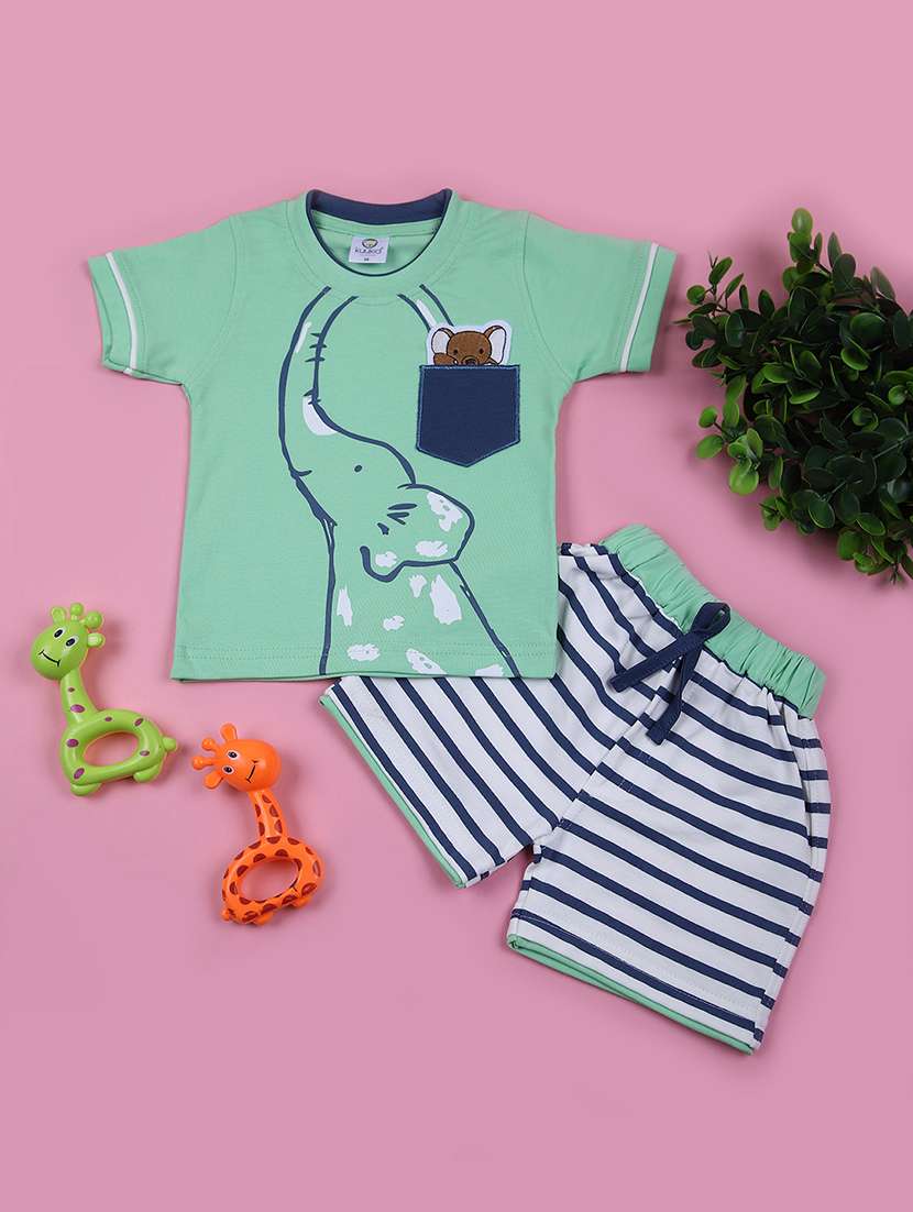 kids printed shorts twin set