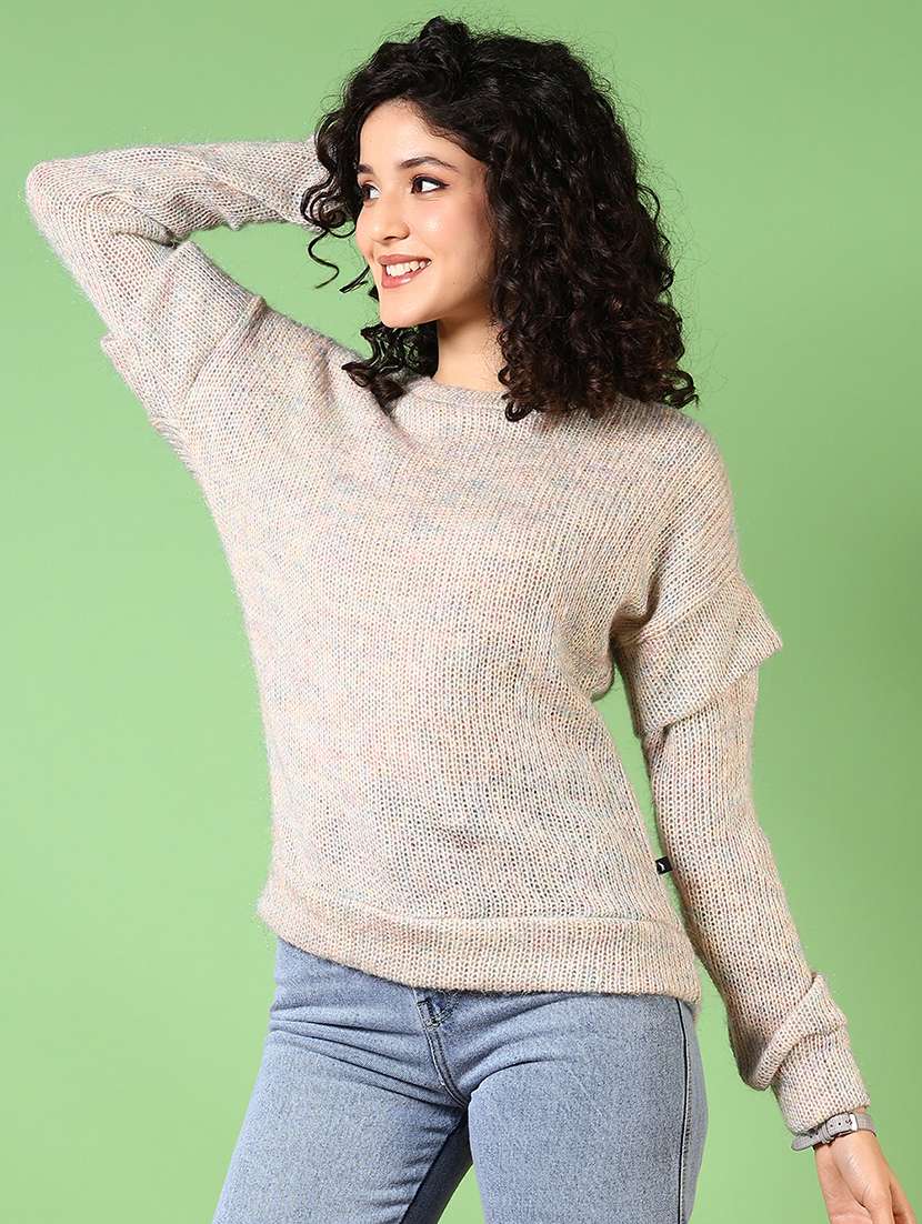 women solid long sleeve pullover - 21685173 -  Standard Image - 2